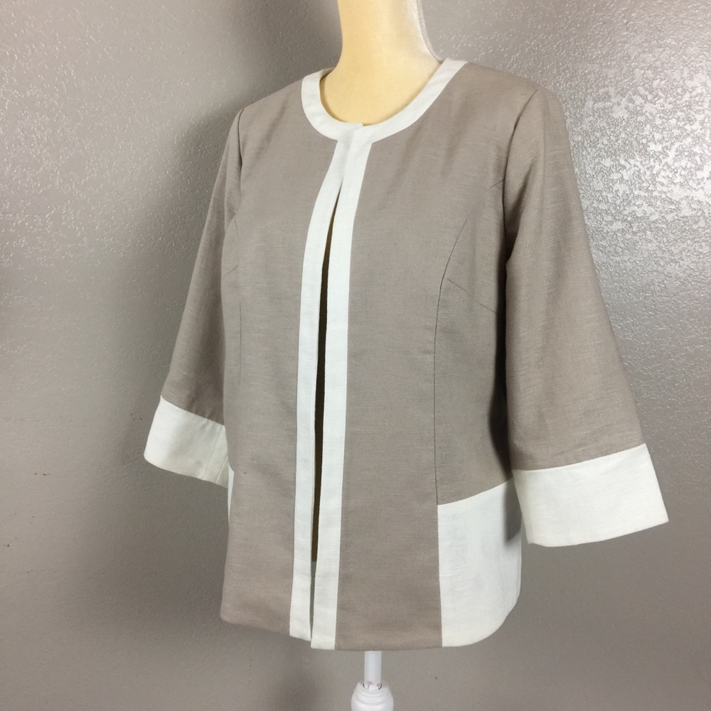 Chicos Reversible Linen Khaki Cheetah Jacket - Picture 3 of 8